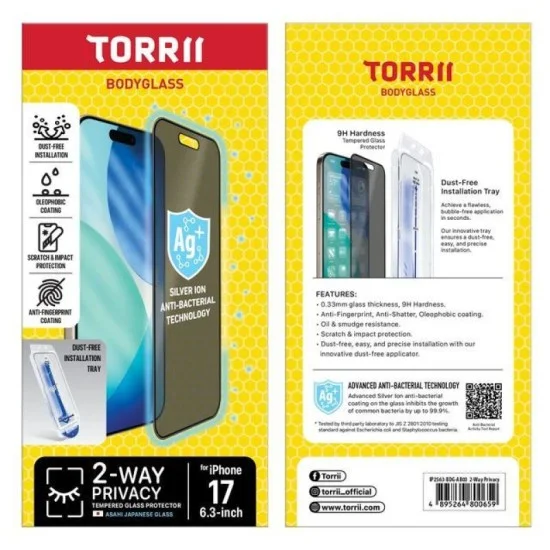 Torrii Bodyglass For Iphone 17 (6.3&rdquo;) Anti-Bacterial &ndash; Privacy